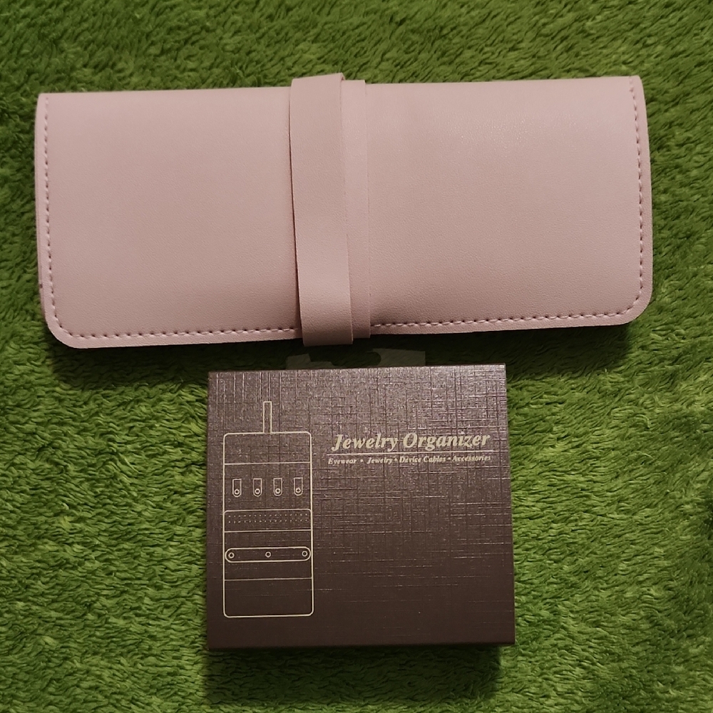 Pink Vegan Leather Jewelry Organizer Roll